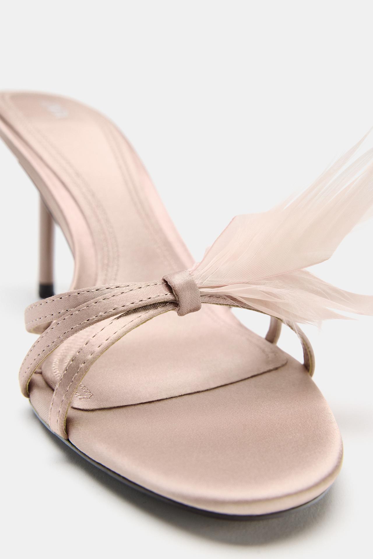 FEATHER DETAIL HEELED SANDALS view 3