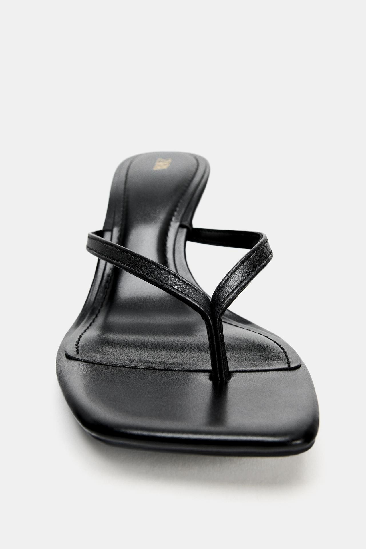 LEATHER STRAPPY HEEL SANDALS view 3