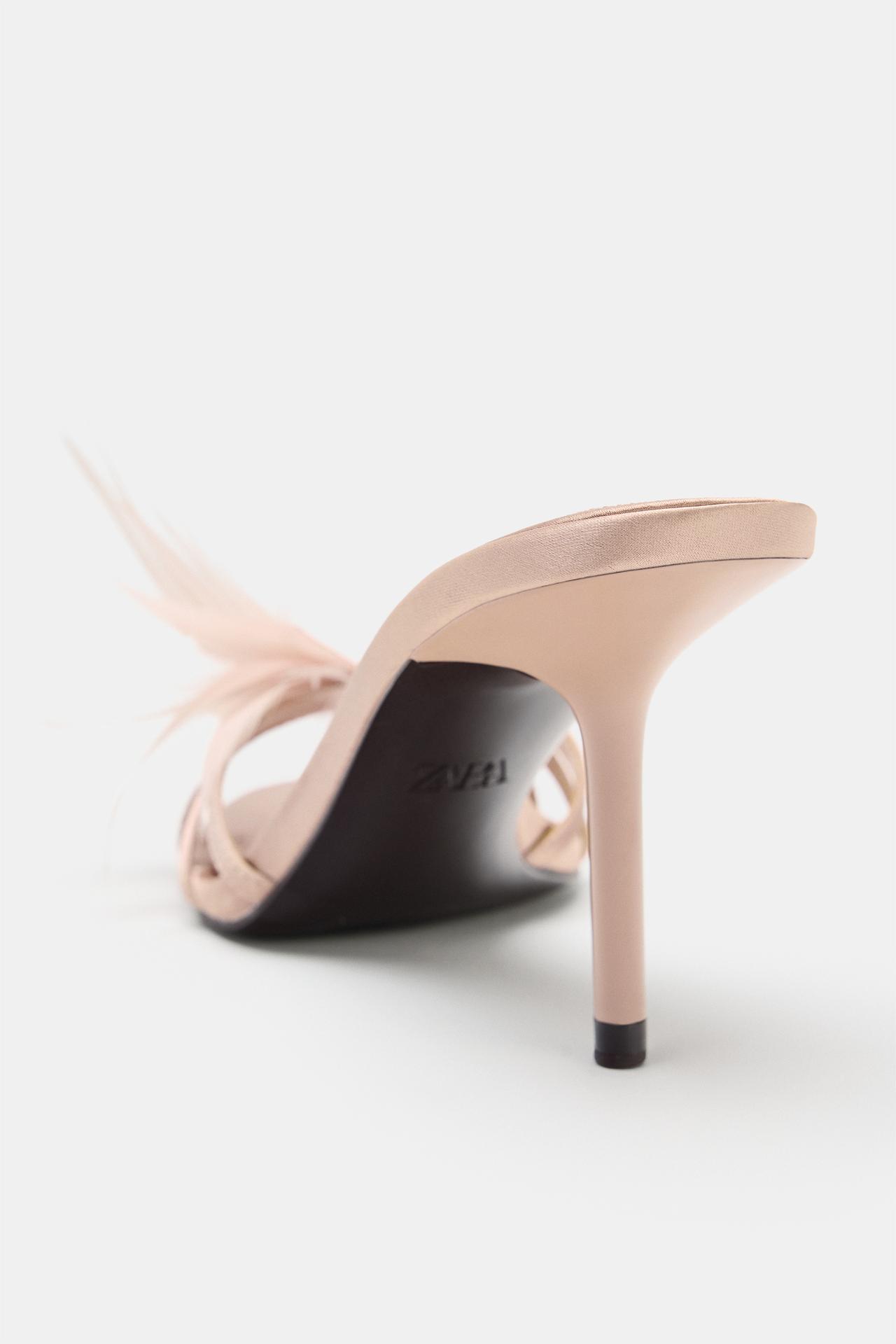 FEATHER DETAIL HEELED SANDALS view 4