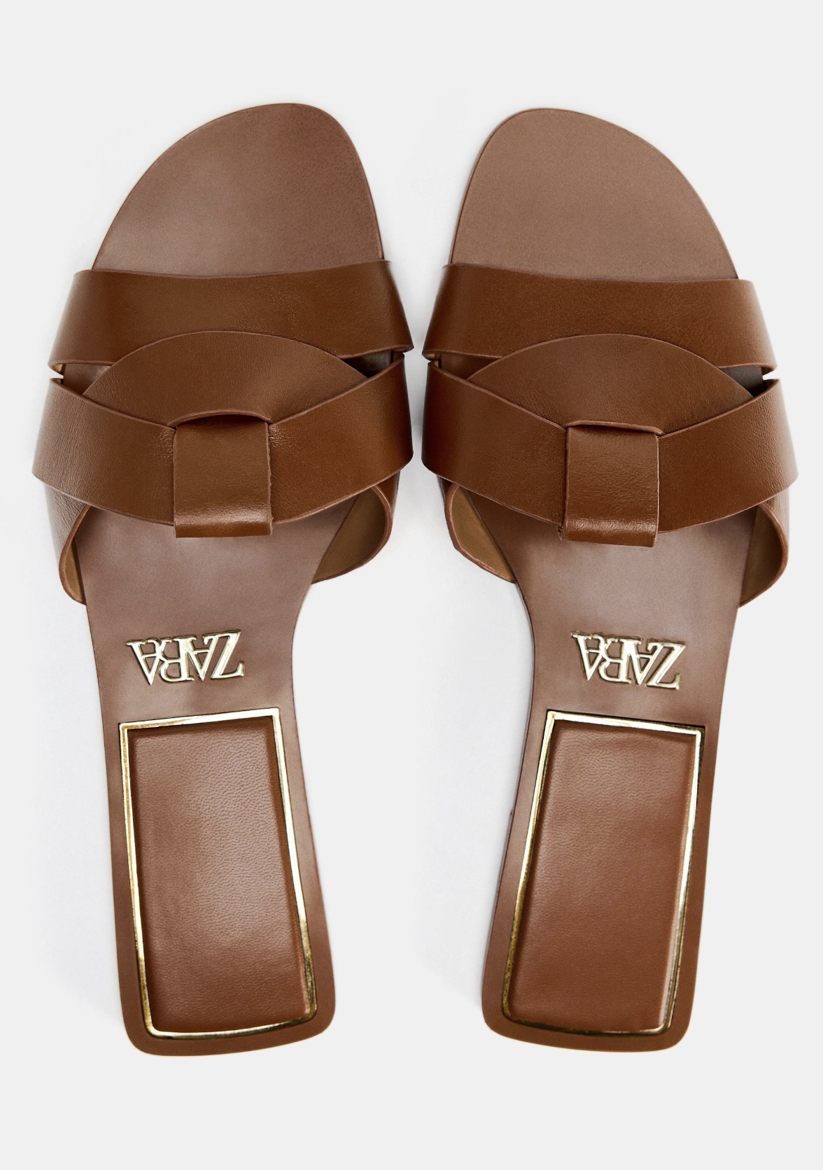Brown Crossover Flat Leather Sandals