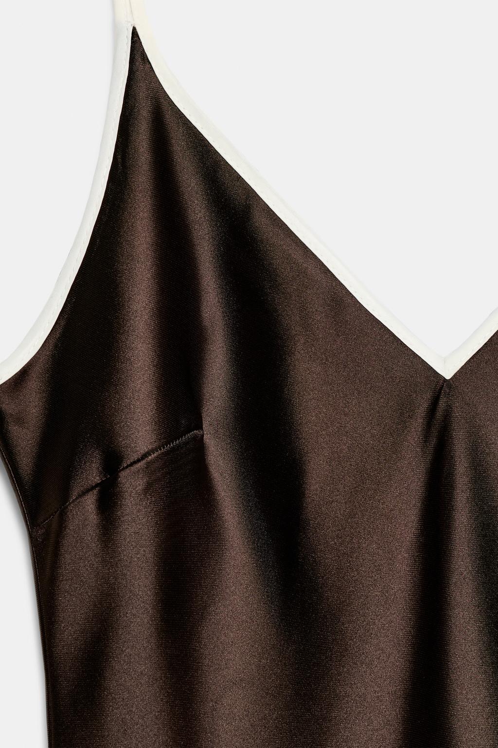 CONTRAST TRIM SATIN MIDI DRESS view 3