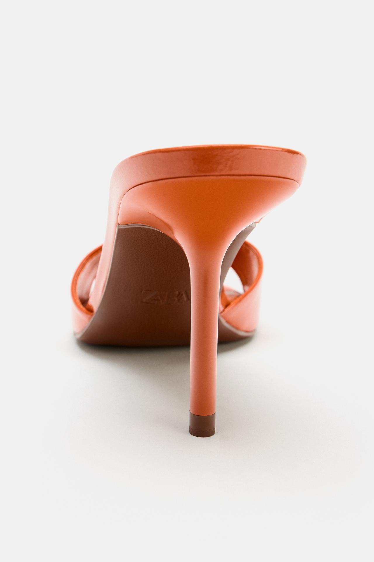 PATENT FINISH HEELED MULE SANDALS view 4