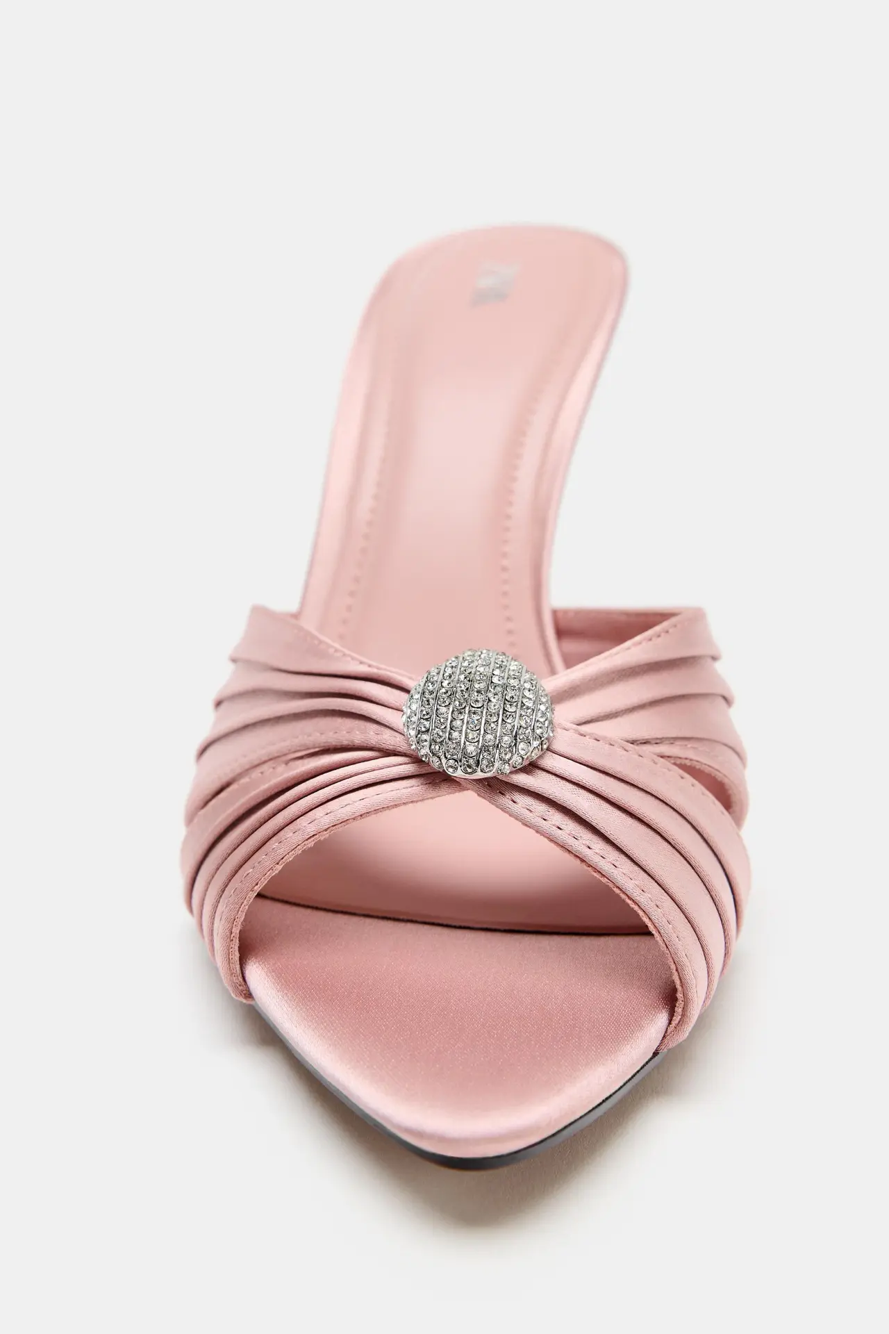 Satin Heeled Sandals with Embellishment view 3