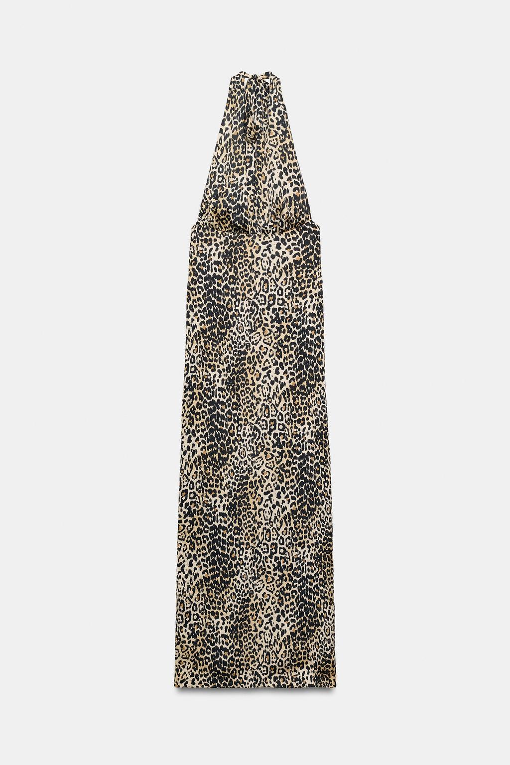 ANIMAL PRINT SATIN HALTER DRESS. Animal print satin · Halter neck