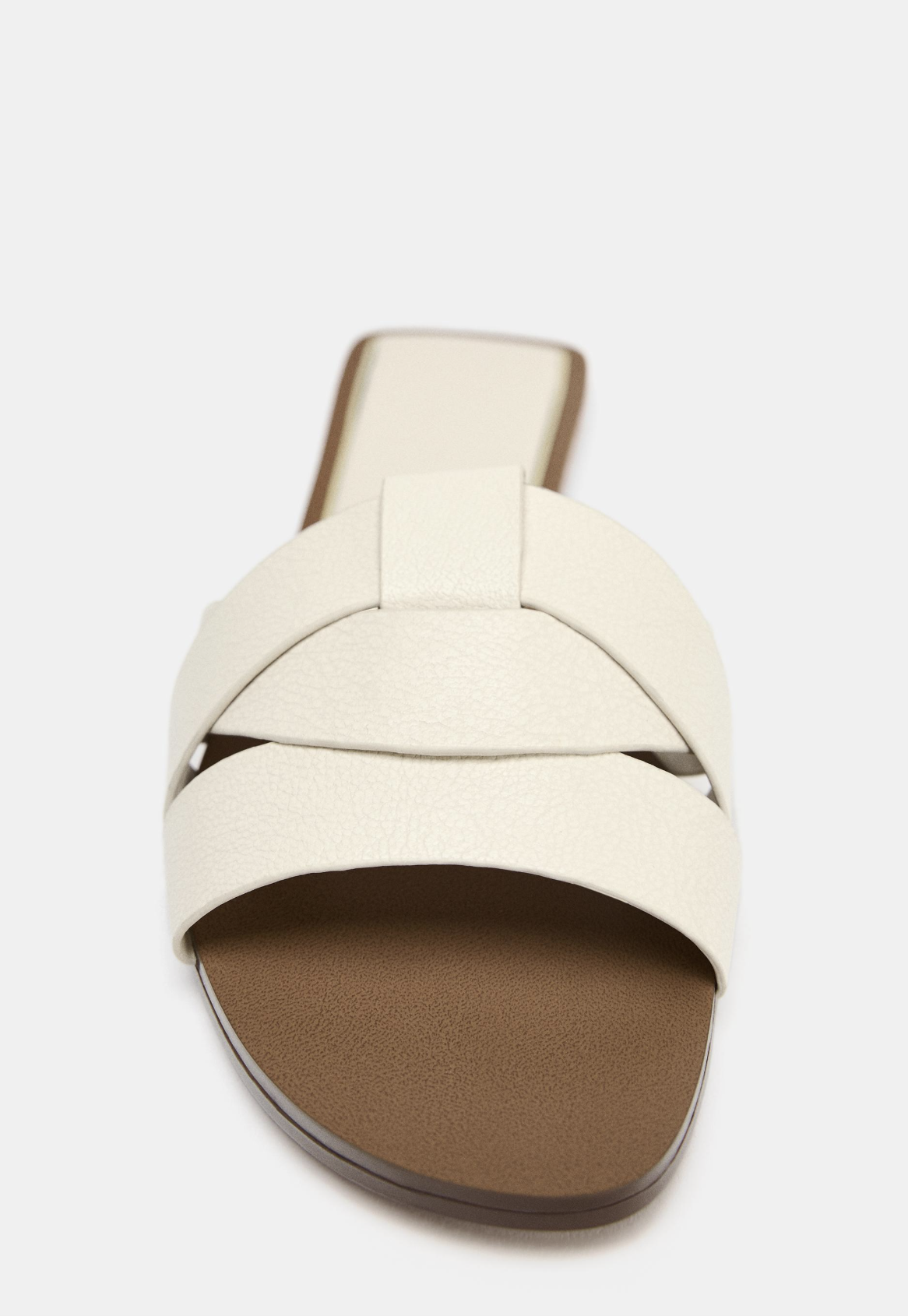 White Crossover Flat Leather Sandals view 2