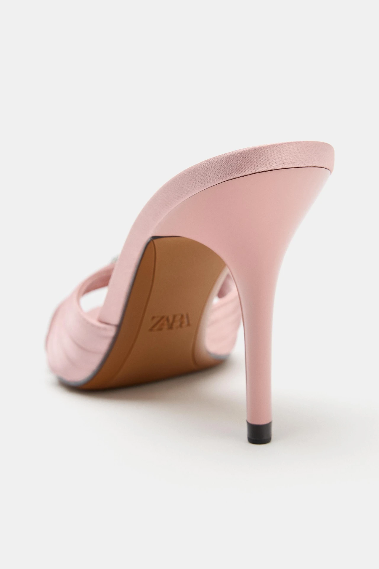 Satin Heeled Sandals with Embellishment view 4