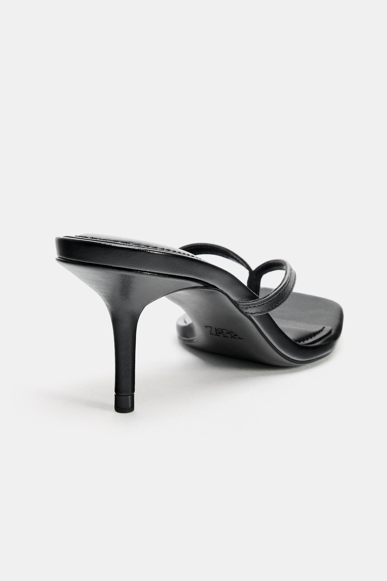 LEATHER STRAPPY HEEL SANDALS view 4