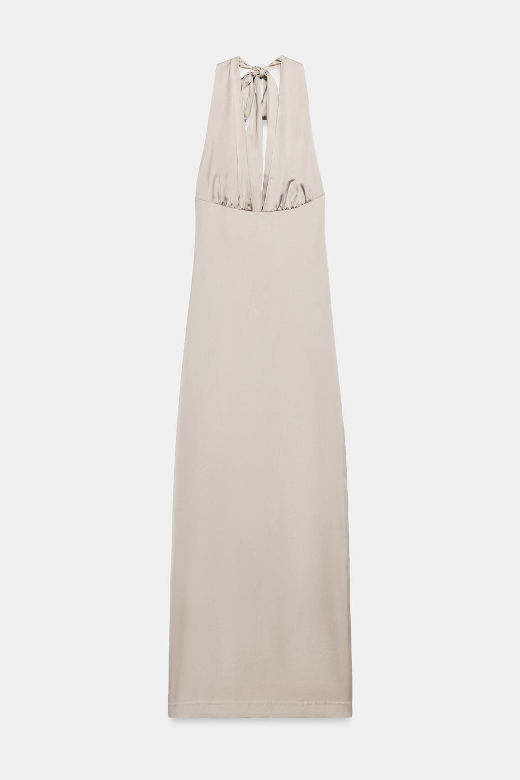 ANIMAL PRINT SATIN HALTER DRESS
