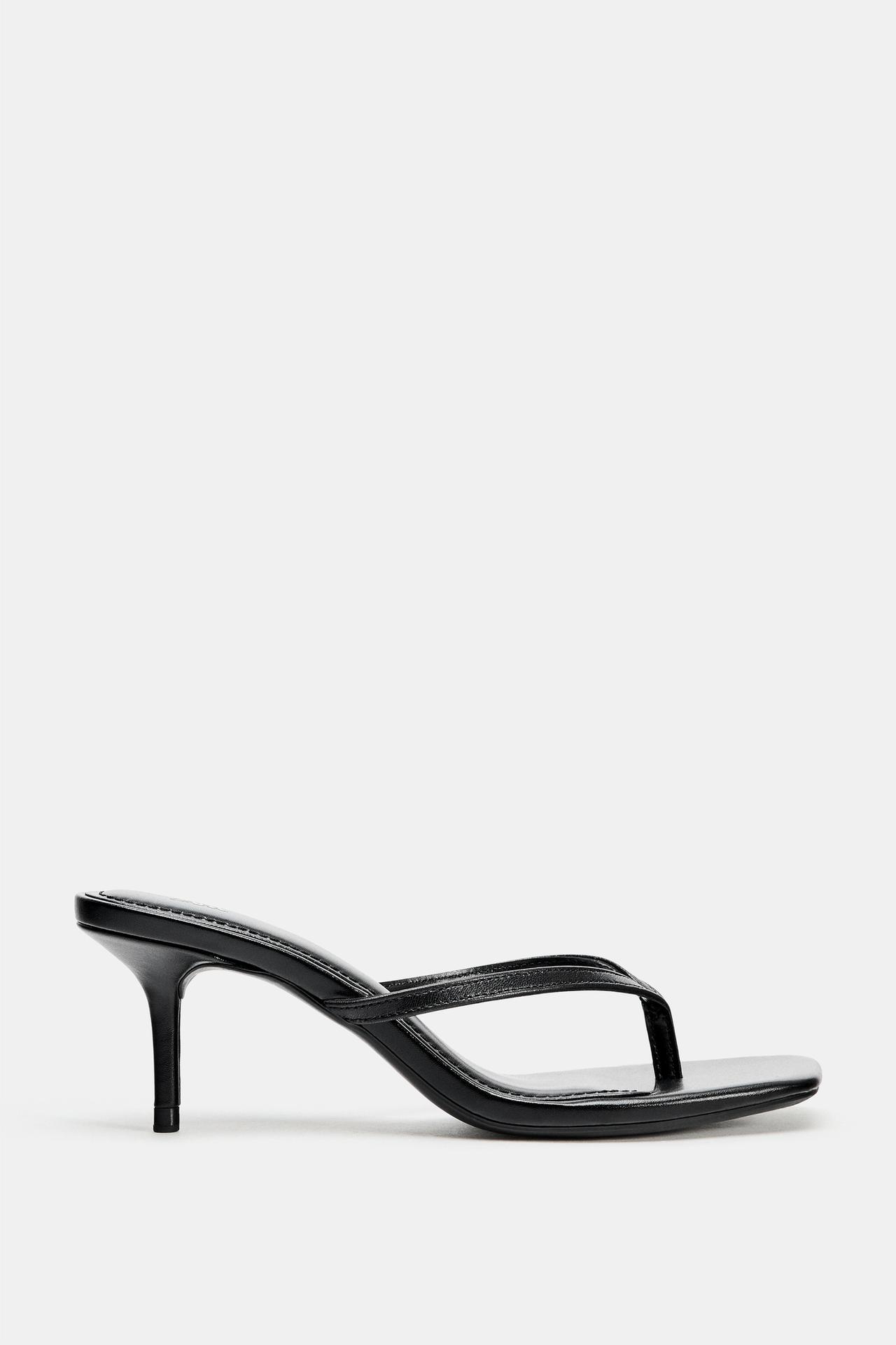 LEATHER STRAPPY HEEL SANDALS view 2