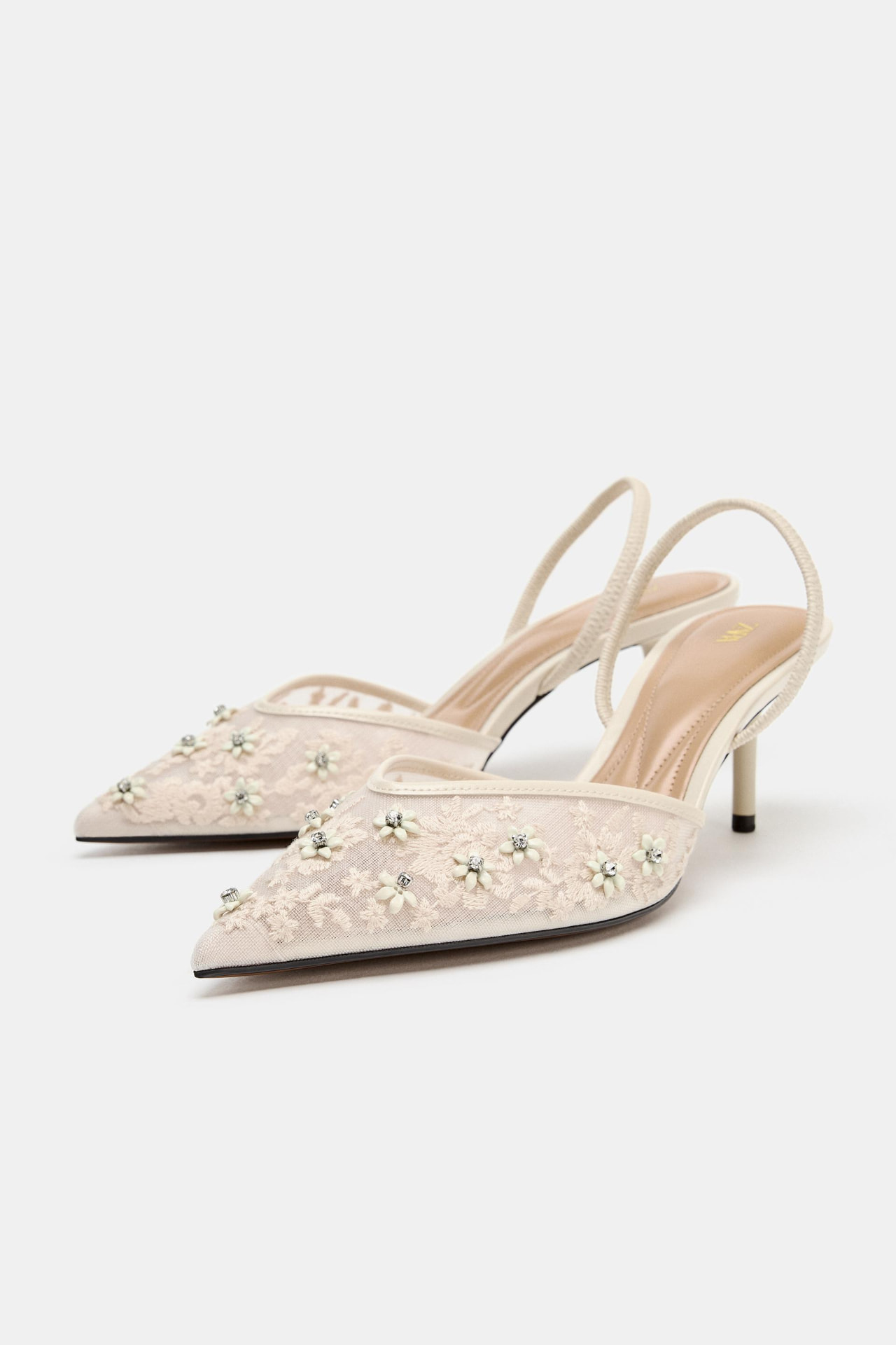 MESH BEADED HEEL SHOES